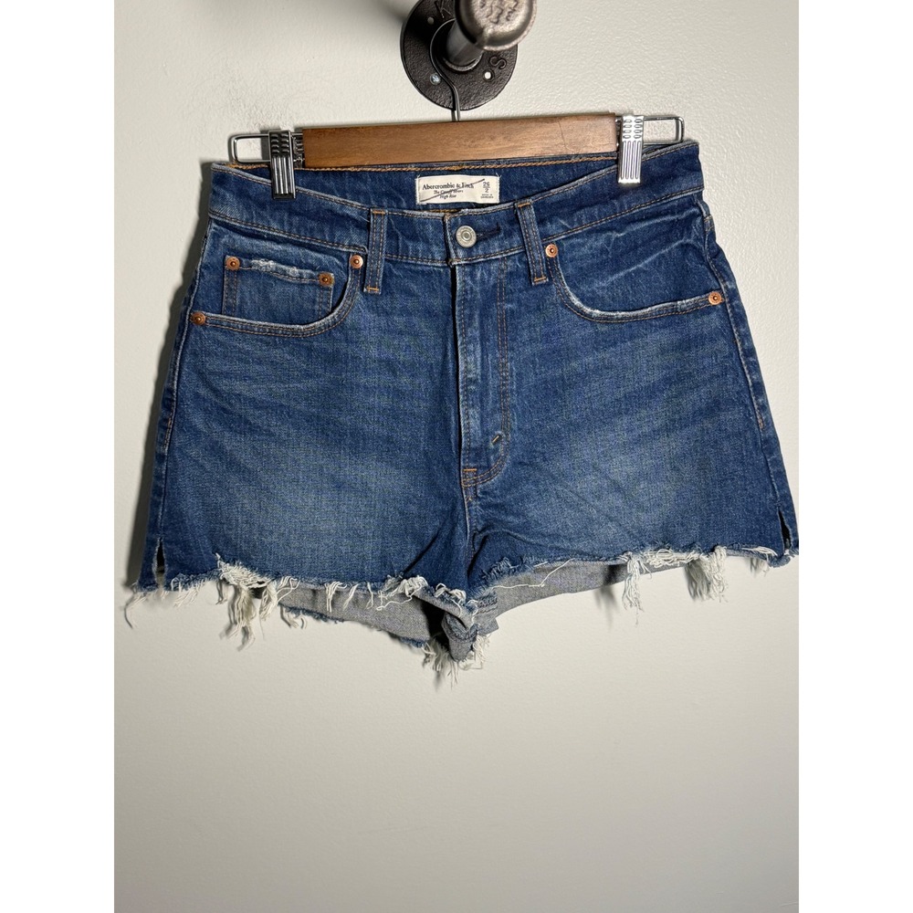 Abercrombie & Fitch The Cutoff Short High Rise Curve Love Denim Blue Sz 26 2